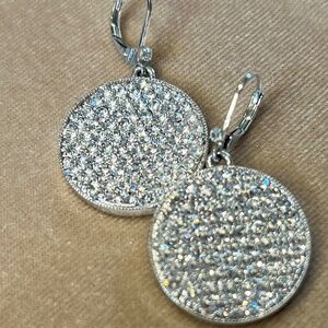 Coin edge pave disc dangle earrings
